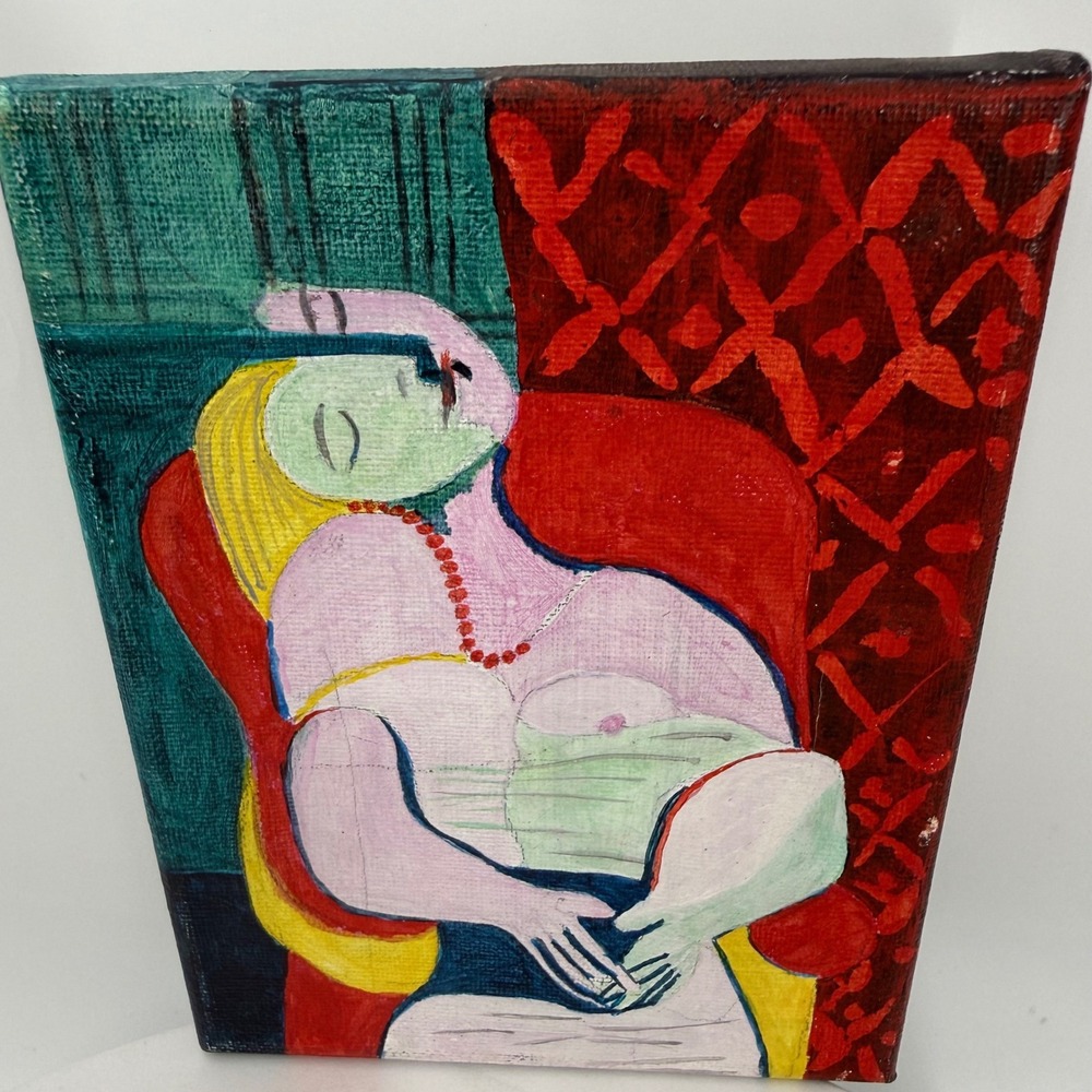 1.a.0.0.7.2 Picasso Le Reve Inspired Hand Painted Mini Canvas Woman Red Chair